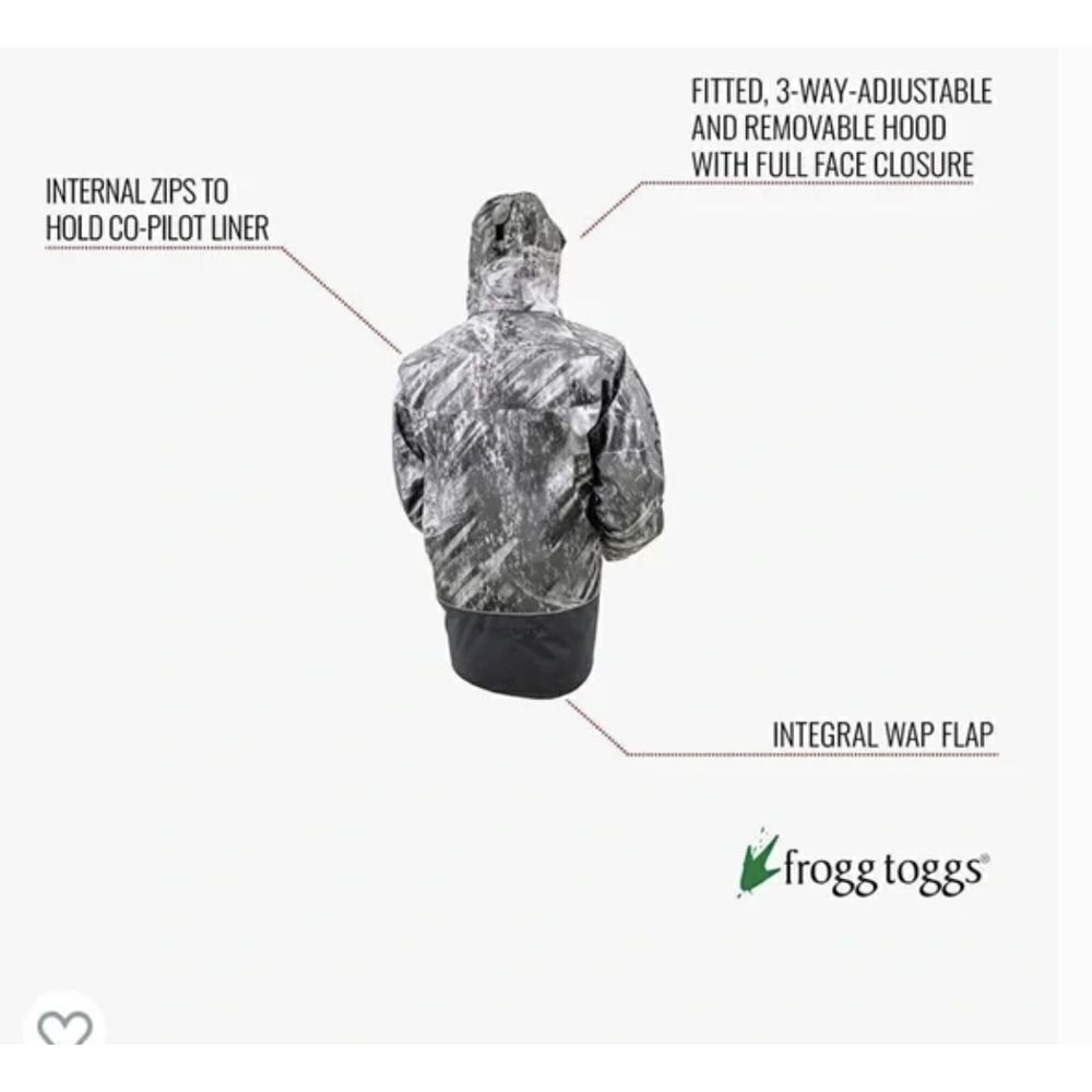 Frogg Toggs Men's Pilot Pro Jacket Sz XL Realtree Gray Fishing Hooded Waterproof - Picture 6 of 16
